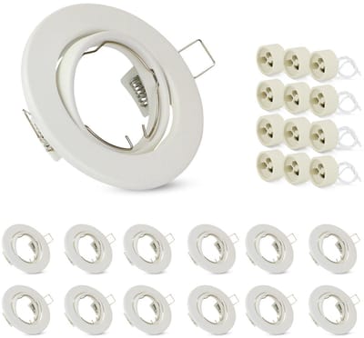 NETTLIFE Inbouwspots - wit - GU10 Fitting - 5cm Inbouwlampen - Metaal - verstelbaar 30° - LED Halogeenlampen - voor Woonkamer | Keuken | Hal | Kantoor | Eetkamer - 12 Stuks-excl. lichtbron