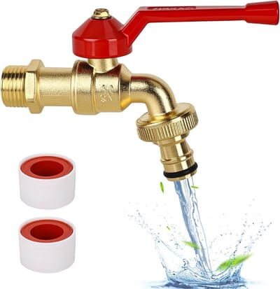 Duurzame 1/2 Inch Messing Tuinkraan, Roest- en Vorstbestendig, Inclusief Slangaansluitingen en Dichtingen voor Drupvrije Buitenkranen in de Tuin