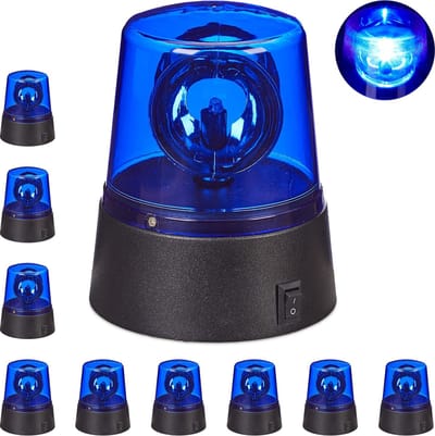 10x LED zwaailicht blauw - batterijen - zwaailamp - feestverlichting reflectoren