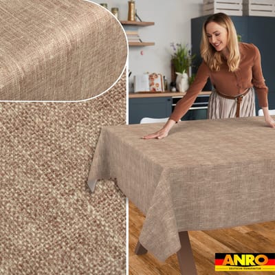 ANRO Tafelkleed Effen linnenlook Meerkleurig 160x100cm Met sierband Afwasbaar Waterafstotend