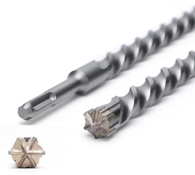 Betonboor - Steenboor - Boren in Hard Materiaal - 6 Hardmetalen Snijranden - 18x210 mm - Grijs