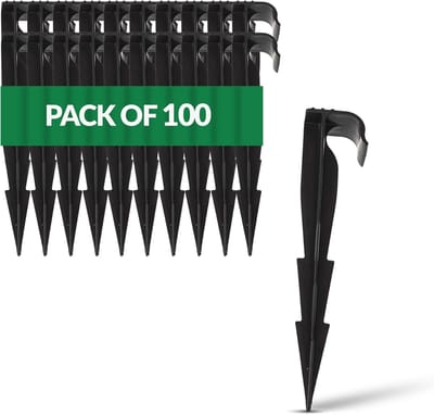 Set van 100 AquaPeg Tuinslangankers en Grondspikes voor Druppelirrigatie