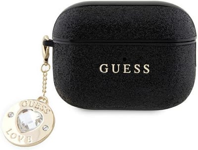 GUESS GUAP2PGEHCDK case for AirPods Pro 2 cover - black Fixed Glitter Heart Diamond Charm