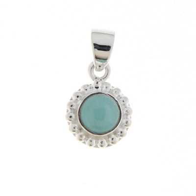 SilverGems Zilveren hanger met cabouchon geslepen ronde Amazoniet edelsteen