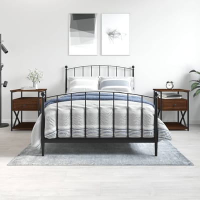 vidaXL - Nachtkastjes - 2 - st - 40x42x55 - cm - bewerkt - hout - bruin - eikenkleur