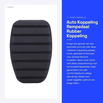 Dailygoods- Rempedaal Antislip Rubber - Koppeling Pedaal Cover - Geschikt voor Clio/Scenic/Kangoo - Eenvoudige Installatie - Duurzaam en Flexibel - Koppelingshoes