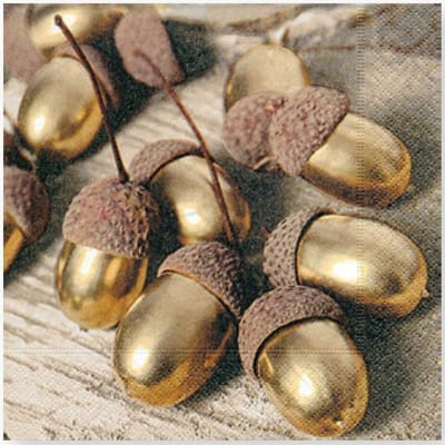 Paper+Design - lunch servetten 33x33cm - Golden Acorns - 20 stuks
