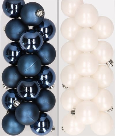 32x stuks kunststof kerstballen mix van donkergroen en wit 4 cm - Kerstversiering