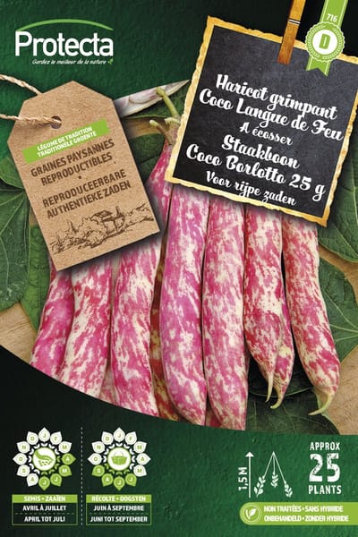 Protecta Groente zaden: Staakboon Coco Borlotto 25 g