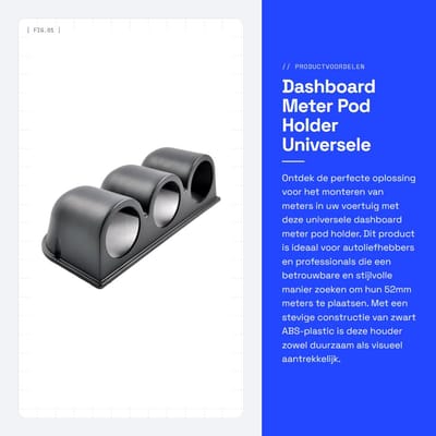 Dailygoods- Meterpod Universele Houder - Dashboard Beugel - Geschikt voor 52mm Meters - Zwart ABS Kunststof - Duurzaam en Praktisch - Voor Auto/Truck/Motor - Meterhouder