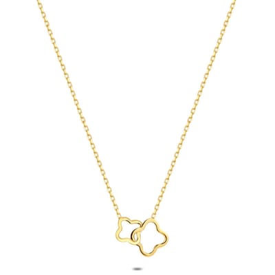 Twice As Nice Halsketting in 18kt verguld zilver, dubbele bloem 40cm