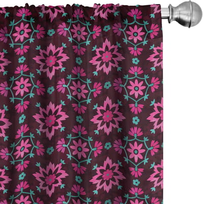 ABAKUHAUS Gordijnen – Boho Bloemen, 2x75x175 cm, Burgund
