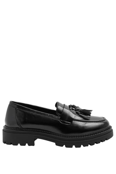 Yours Zwarte Loafers Van Imitatieleer Met Kwastjes In Brede Epasvormsize 37E