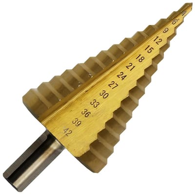 longziming -Stappenboor - 14-traps conische boor - Trapboor - 4–42 mm met getrapte structuur - HSS met titanium coating - Voor hout, kunststof en aluminium - 1 stuk