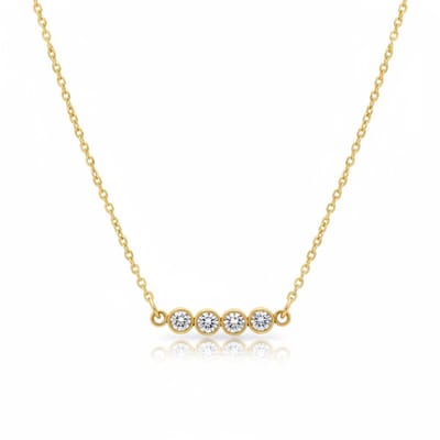 Aramat Jewels | Halskettingen | Goudkleurige Stalen Ketting met bar met zirkonia | Goudkleur | |1,5mm | Staal | Volwassenen | Verkleurd niet
