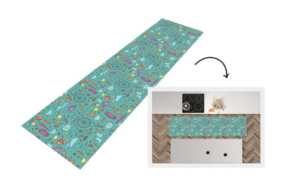 Keukenloper - Loper keuken - Herfst - Patroon - Fiets - Regen - 200x50 cm - Keukenloper vinyl