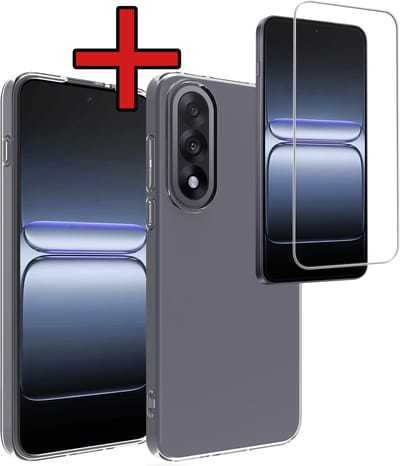 Hoesje - Met Screenprotector - Geschikt voor OnePlus Nord 5 - Sterk & Shockproof - Telefoon Hoes - Back Cover - Siliconen Case - Telefoonhoes - Transparant