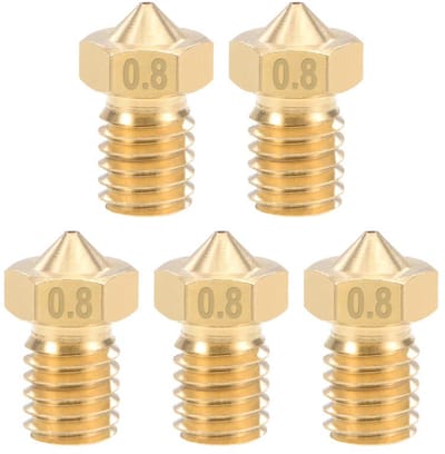 3D printer reserveonderdelen - 3D Printer Nozzles - 5-delige Messing Nozzles 0,8mm, Geschikt voor 1,75mm Filament en E3D V5-V6