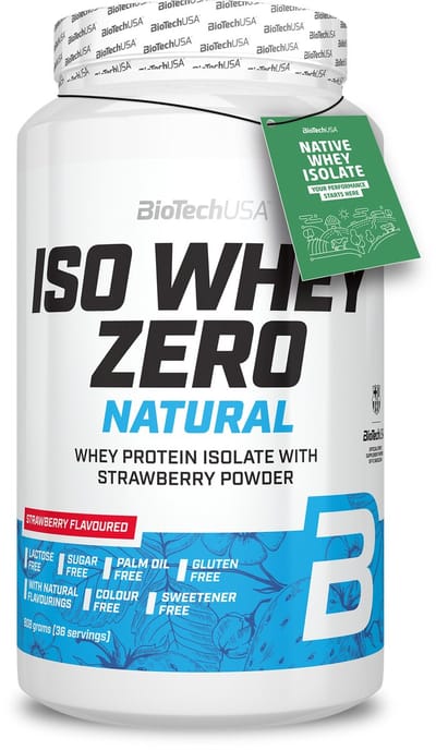 BioTechUSA Iso Whey Zero Natural Eiwitpoeder | 80% Eiwit | Natuurlijk gearomatiseerd | Glutenvrij | Lactosevrij | Geen toevoegingen | Geen kleurstoffen | 908 g | Vanille-kaneel