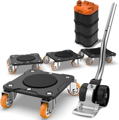 Oneon Furniture Mover Plus, Moving Wheels with Full Carbon Steel Panels, Reinforced Rib Design, Increased Weight Capacity, with Furniture Lifter, Easy Heavy Lifting