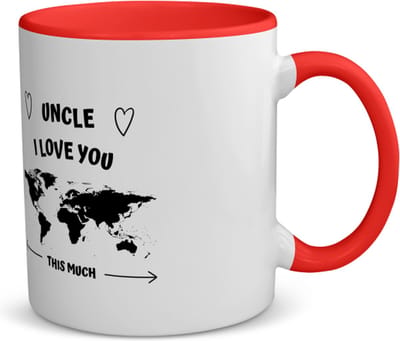 Akyol - uncle i love you this much koffiemok - theemok - rood - Oom - geweldige oom - liefste oom - verjaardag - cadeau - kado - bedankje - geschenk - 350 ML inhoud