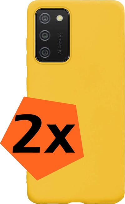 Hoes - 2 Stuks - Geschikt voor Samsung Galaxy A03s - Sterk & Shockproof - Case Siliconen - Back Cover - Telefoon Hoes - Geel