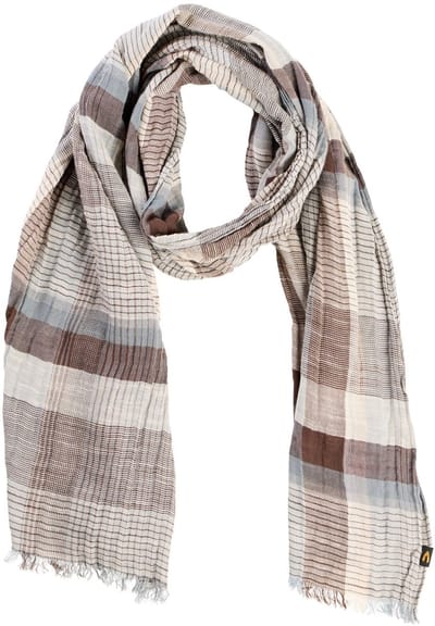 camel active Multicolour geweven sjaal van katoenen twill - Maat menswear-OS - Aardbruin