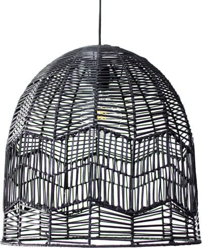 Rotan / Rieten Hanglamp - Handgemaakt - Zwart - ⌀45 cm
