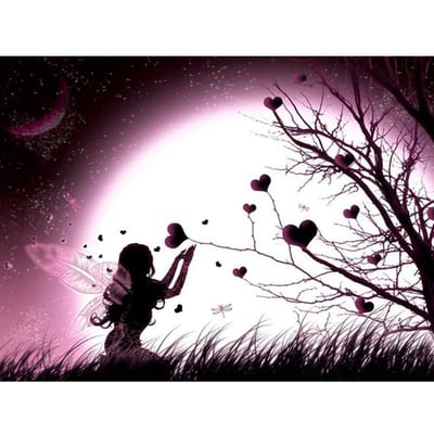 Peinture diamant paysage cristal, mosaïque manuelle, broderie diamant arbre d'amour, saint-valentin 20X30CM black
