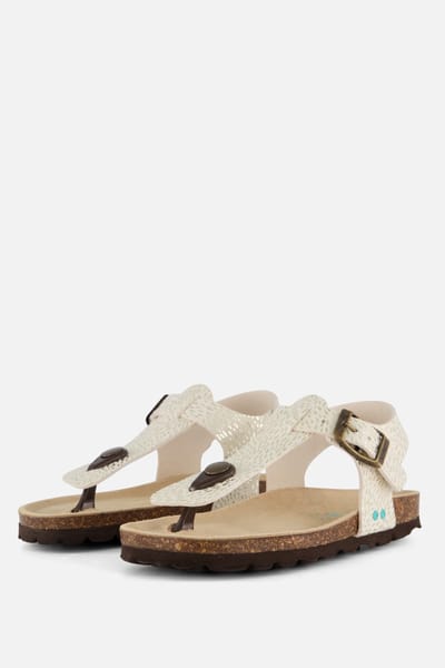 BunniesJR 225417-906 Meisjes Platte Sandalen - Beige/Print - Imitatieleer - Gesp
