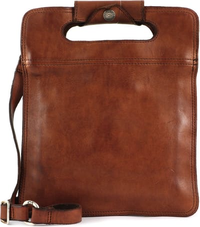 CAMPOMAGGI Leren Schoudertas Vertical Briefcase Cognac Bruine