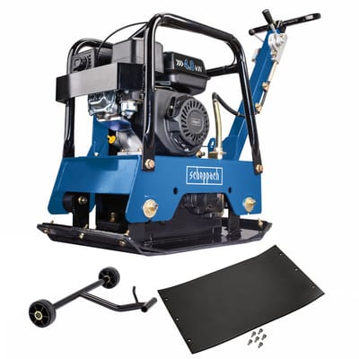 Scheppach Trilplaat HP2500S - Omkeerbare Benzine Trilplaat 6,5 PK - 30.000 N Verdichtingskracht - Inclusief Transportwielen & Rubbermat - Voor Bestrating, Oprit en Terras
