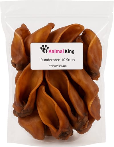Runderoren met Pit Hond 10 Stuks - Koeien Oren XL voor honden - Kauwsnack Hond - Vergelijkbaaar met Kauwbotten en Hondenbot - Animal King - Honden Snacks