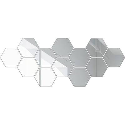 Flexibele reflecterende zeshoekige spiegelplaten, zelfklevende spiegeltegels, niet-glazen spiegelsticker type 4