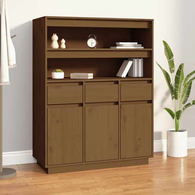 vidaXL - Hoge - kast - 89x40x116,5 - cm - massief - grenenhout - honingbruin