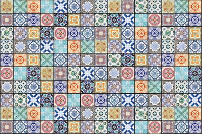 Fotobehang - Vintage Tiles 375x250cm - Vliesbehang