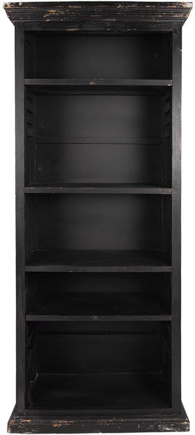 Clayre & Eef Boekenkast Verstelbare Planken 80x36x195 cm Zwart Hout