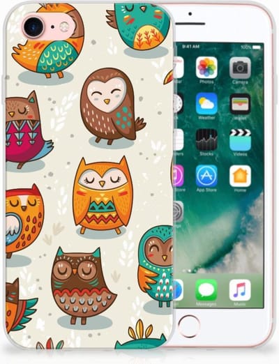 iPhone SE 2022 | SE 2020 | 8 | 7 TPU Hoesje Vrolijke Uilen