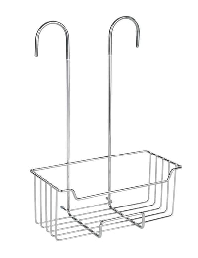 WENKO Doucherek Milo RVS glanzend 25x36cm - Zonder boren - Doucherekje hangend - Douchemand - Douchecaddy ophangbaar