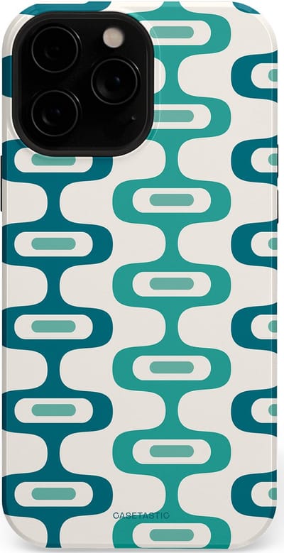 Casetastic hoesje geschikt voor Apple iPhone 13 Pro Max - MagSafe - Dubbellaagse bescherming - Vormen vibe - Fashion Case - Wit Petrol Lichtgrijs Mintgroen