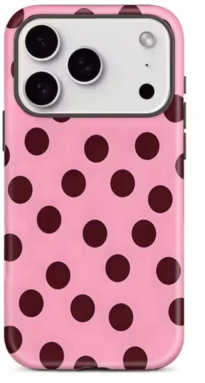 Roze Telefoonhoesje – Geschikt voor iPhone 14 Pro – Stippen Print - Harde Polka Dot Case – 4 Season Must Haves