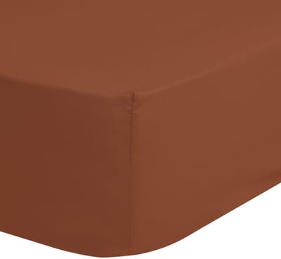 Good Morning hoeslaken effen kleur - 1 persoons 90x200 cm - Terra - 100% Katoen renforce
