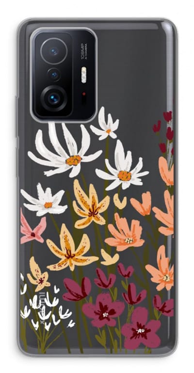 Case Company® - Hoesje geschikt voor Xiaomi 11T Pro hoesje - Painted wildflowers - Soft Cover Telefoonhoesje - Bescherming aan alle Kanten en Schermrand