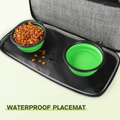 Honden Reisbagage Groot met Multi-Functionele Pocket, Draagtas voor Buitengebruik, Set met 2 Voedselzakken + Opvouwbare Schalen