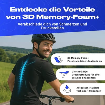 Ergonomisch fietszadel voor heren en dames - Ideale drukverdeling met traagschuim - Verkrijgbaar in 3 uitvoeringen