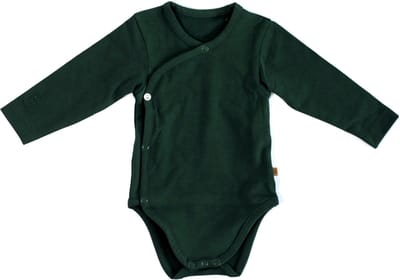 MXM Baby Romper- Omslag- Groen- Katoen- Lange mouwen- Ronde hals- Maat 56