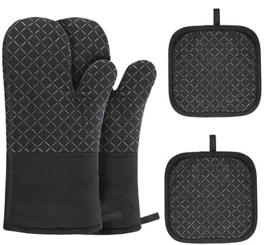 Ynkkvre - Ovenhandschoenen Set 4-delig – Hittebestendig tot 250°C – Antislip Siliconen – Inclusief 2 Pannenlappen