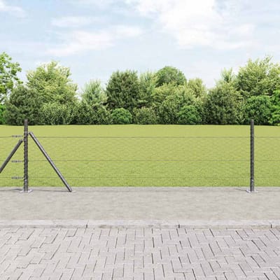 vidaXL - zeshoekig - gaashek - met - betonnen - voetstuk - 10 - x - 0,5 - m - Grijs - Mesh