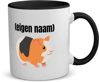 Akyol - cavia met eigen naam koffiemok - theemok - zwart - Cavia - iemand die cavia's heeft - cavia liefhebber - dieren - verjaardag - cadeau - kado - 350 ML inhoud