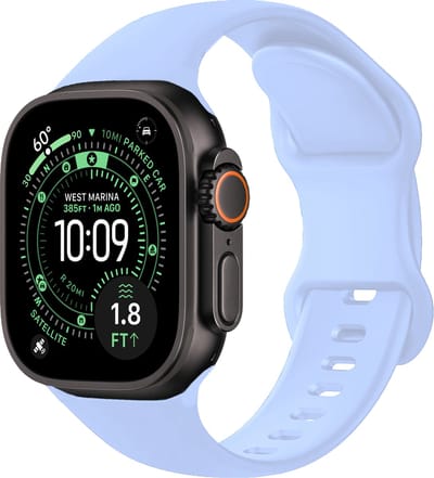 Siliconen Bandje Geschikt voor Apple Watch Ultra 1, 2, 3 (49 mm) Bandje Siliconen - Horloge Band Verstelbaar Polsband - Baby Blauw